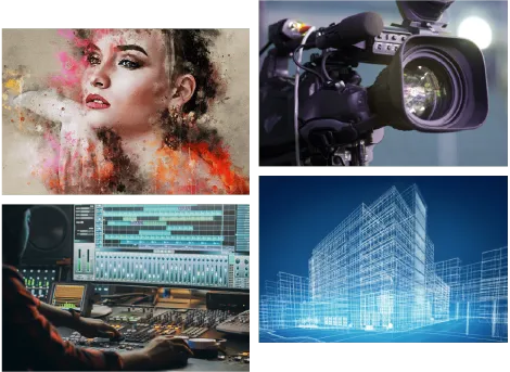 写真・映像編集、イラスト制作、DTMなど私用するクリエイティブアプリや制作工程を想定したモデルを展開しています。