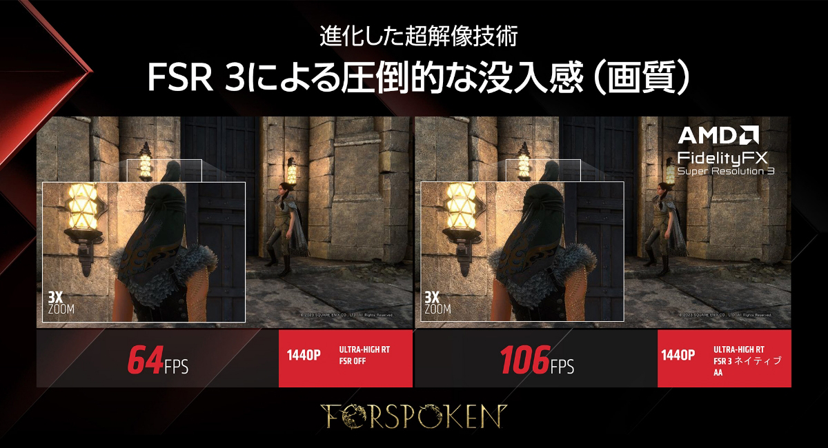 進化した超解像技術 FSR3 による大幅な没入感(画質)