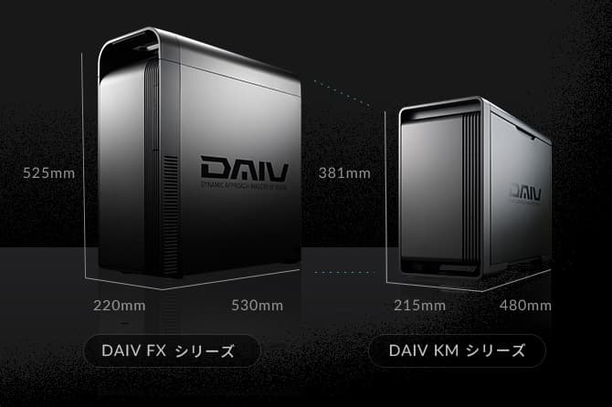 DAIV FX シリーズとDAIV KM シリーズのサイズ比較