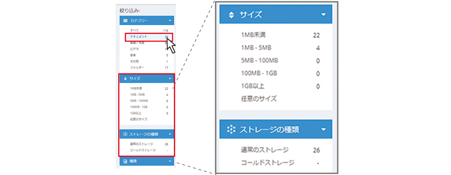 強化された絞り込み機能