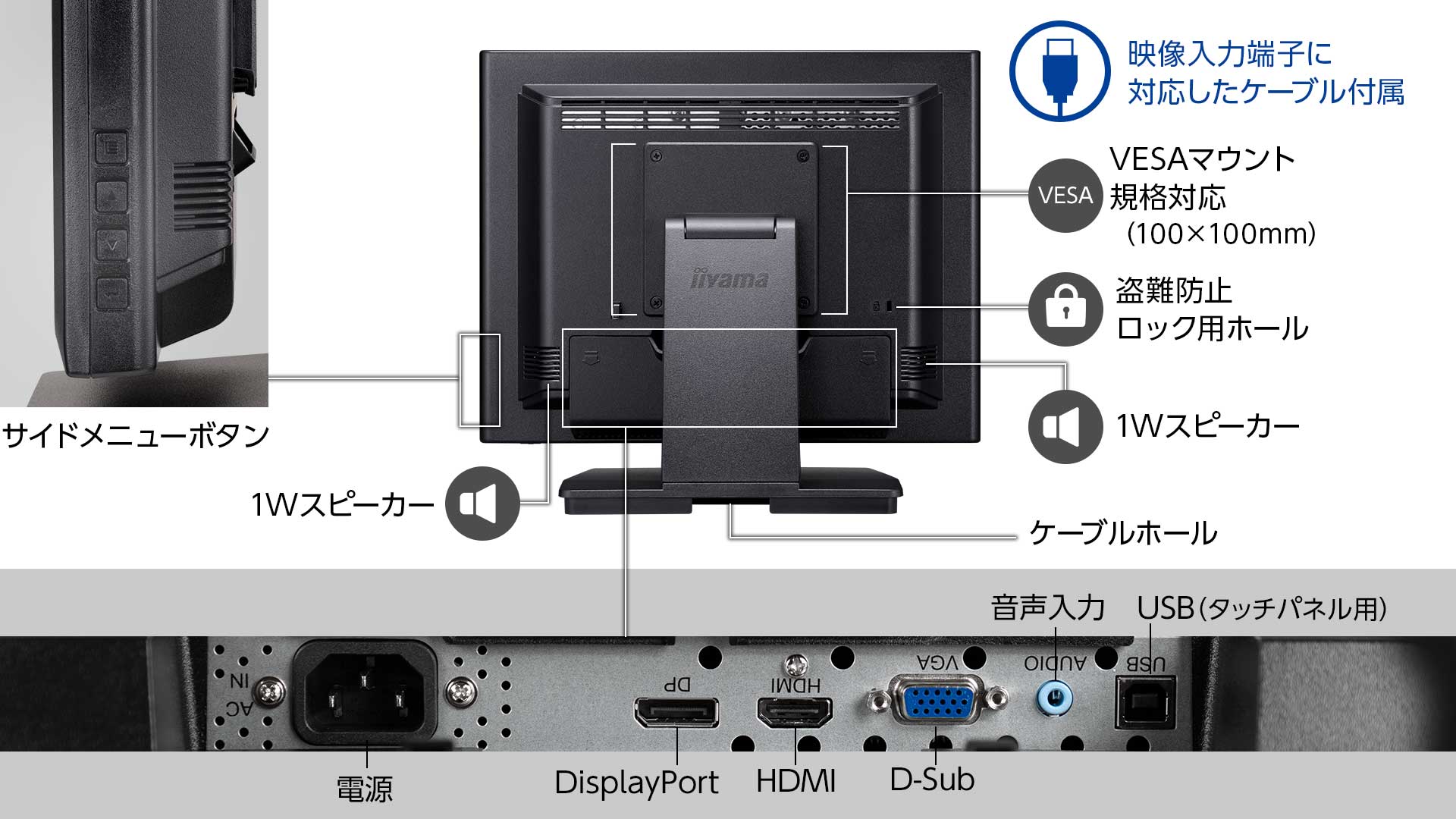 ケーブルホルダーとカバーで背面もすっきりきれい