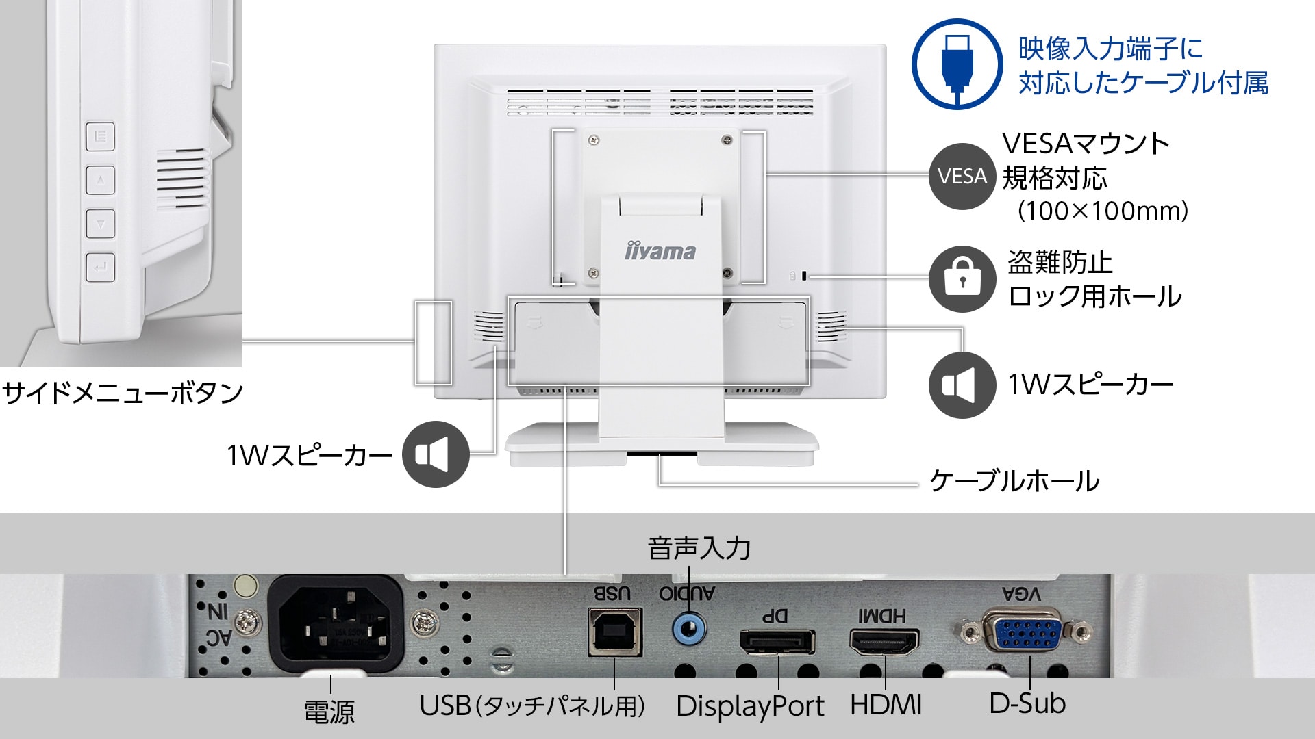 ケーブルホルダーとカバーで背面もすっきりきれい