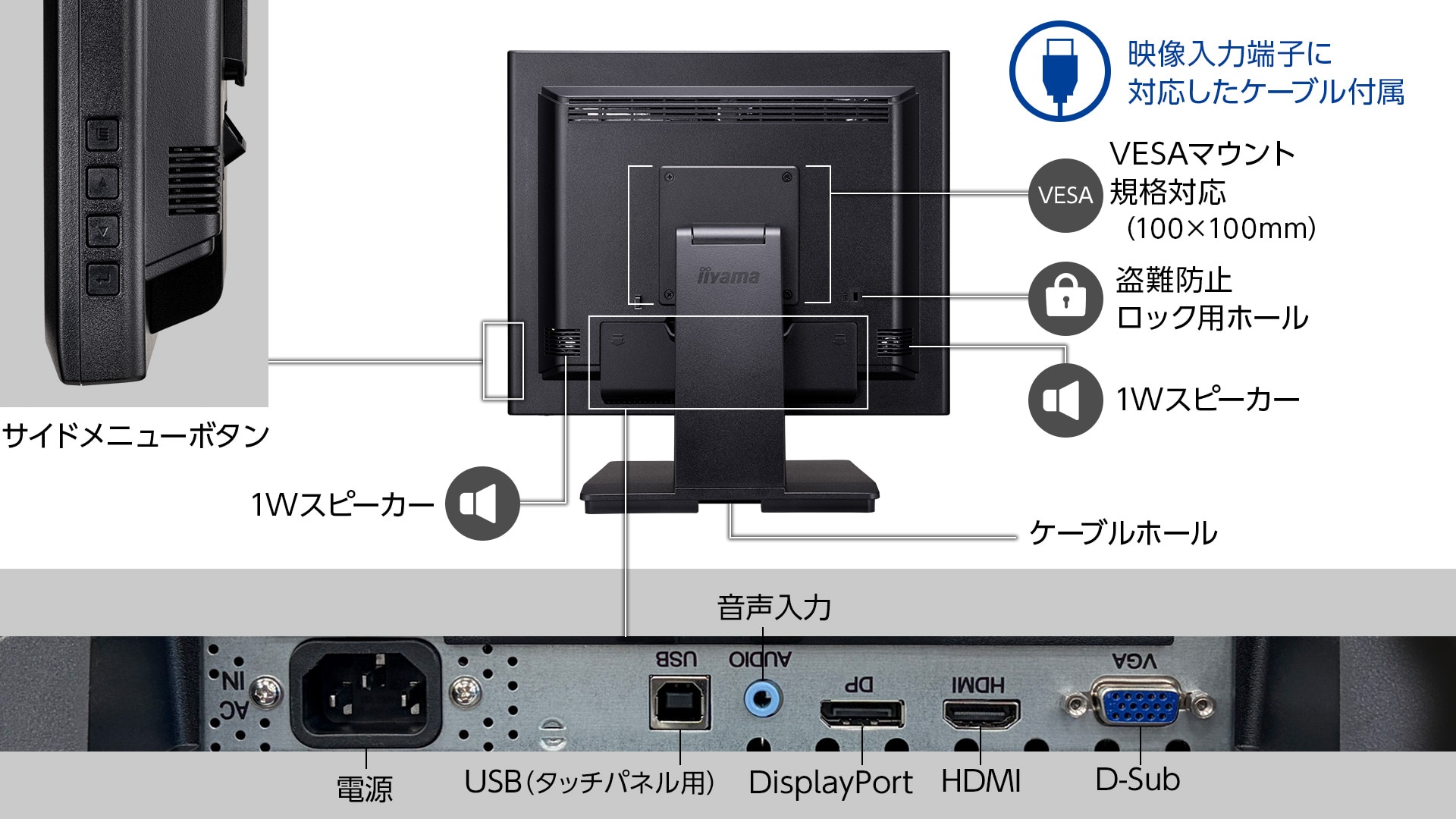 ケーブルホルダーとカバーで背面もすっきりきれい