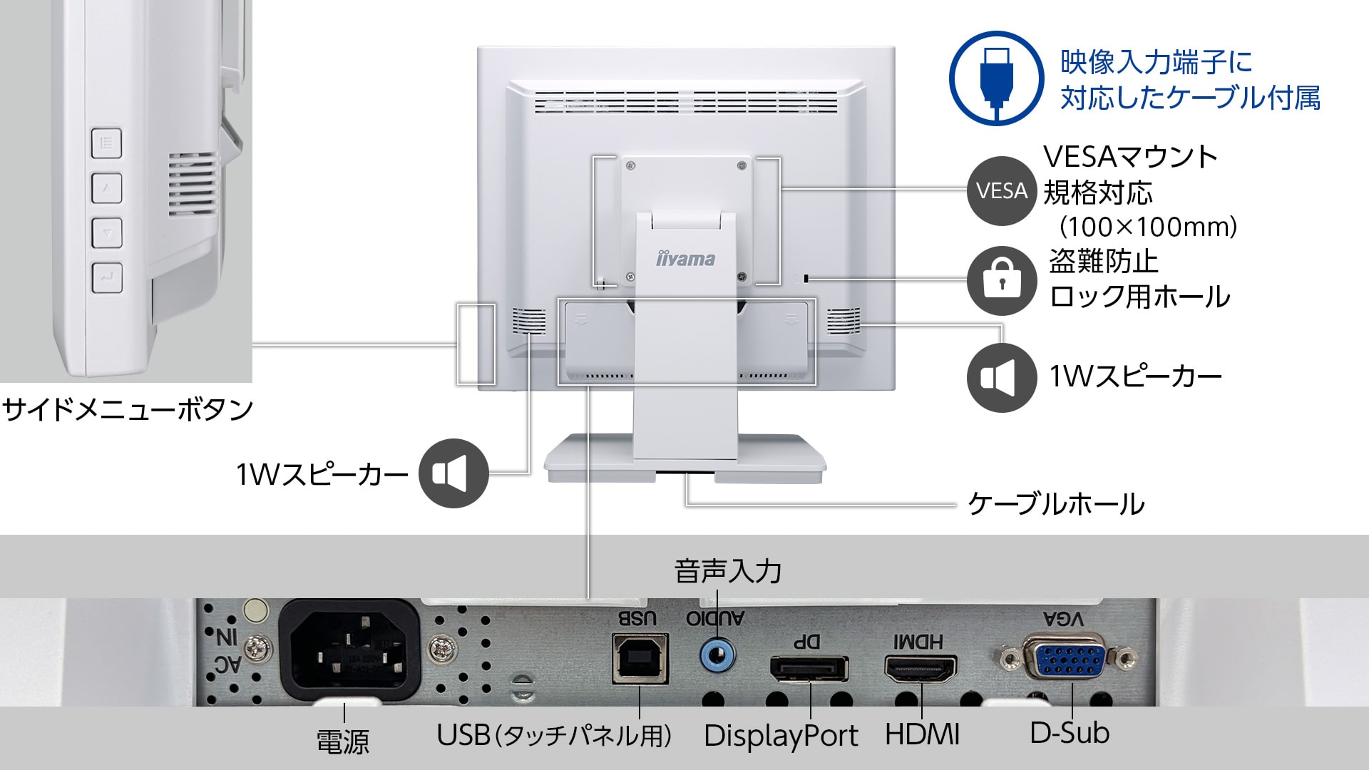 ケーブルホルダーとカバーで背面もすっきりきれい