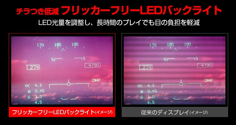 チラつき低減 フリッカーフリーLEDバックライト