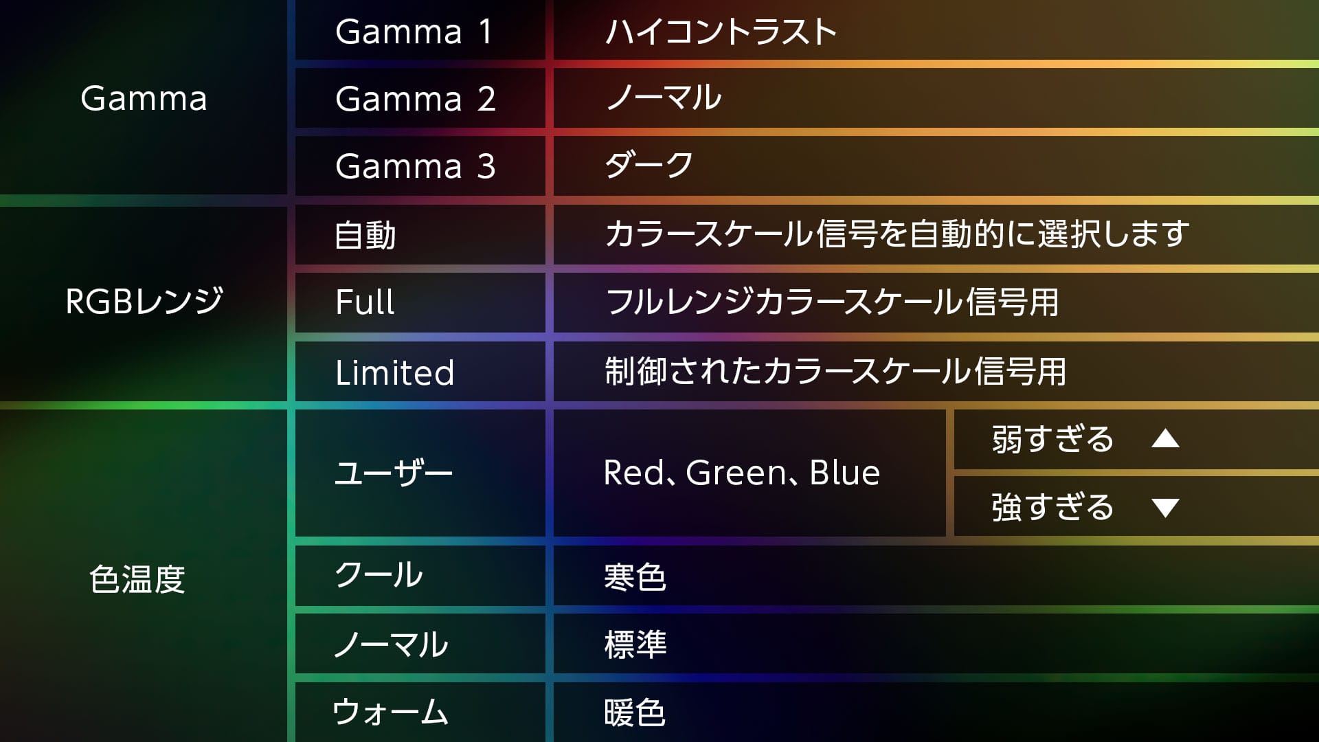 多彩な色調整