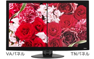 VAパネル方式による色再現性イメージ