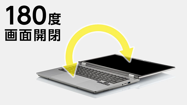 180度開閉液晶で見やすい角度に