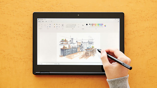スタイラスペン付属で、10点マルチタッチ対応パネル