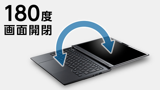 180度開閉液晶で見やすい角度に