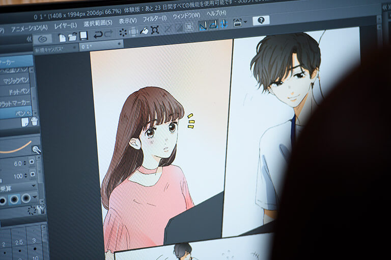 作品が映ったPC画面の写真